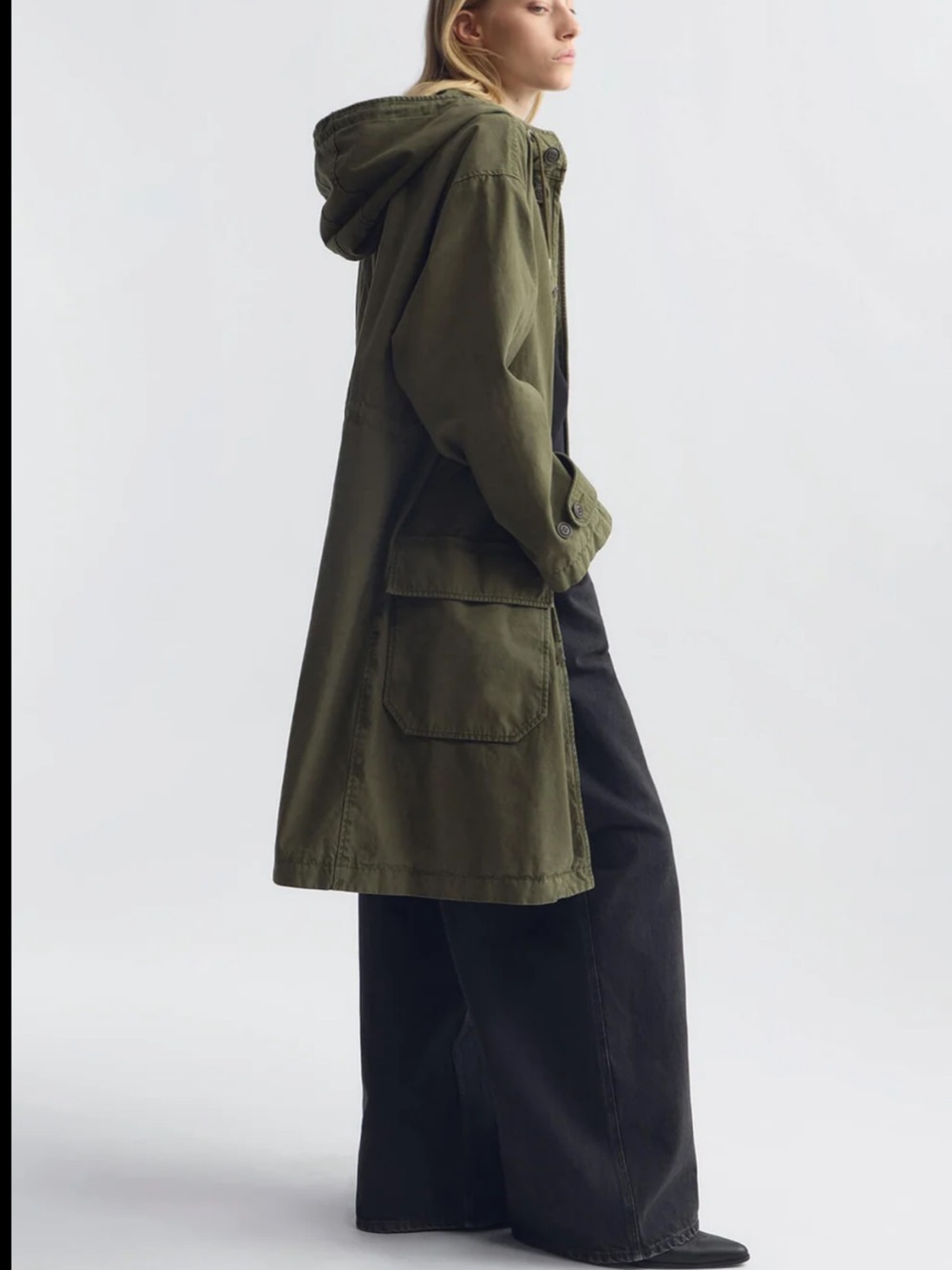 Nili Lotan Olive Green Hooded Utility Coat - Picture 8 of 8
